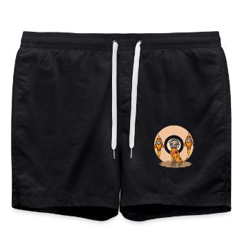 Comic dogs astronaut in space with rockets - Swim Trunks - black - Front - AI Model Male 185 light (185cm)