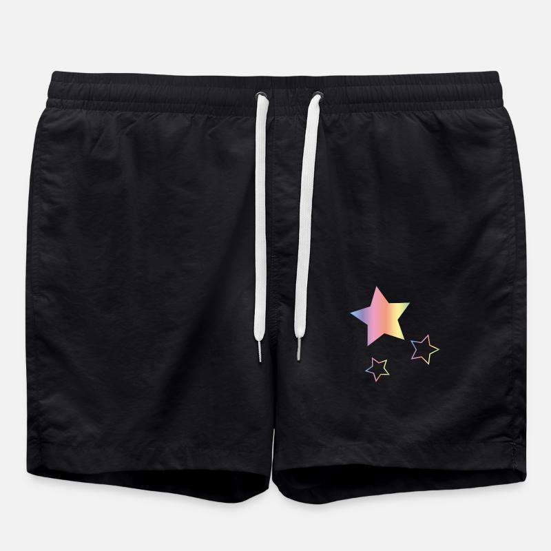 Regenbogen Sterne - Badeshorts - Schwarz