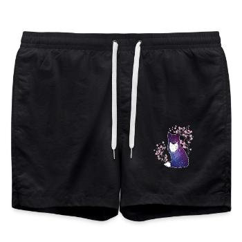 Fuchs Japanisch Kirschblüten Geschenk - Badeshorts - Schwarz - Vorne - AI Model Male 185 light (185cm)