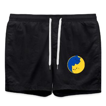 UKRAINE - PAIX - YIN YANG Chats - Symbole - Short de bain - noir - Devant - AI Model Male 185 light (185cm)