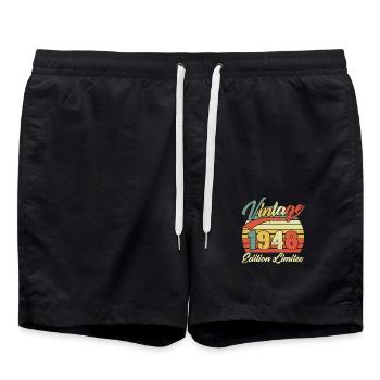 Cadeau D'anniversaire Vintage 1948 Édition Limitée - Short de bain - noir - Devant - AI Model Male 185 light (185cm)
