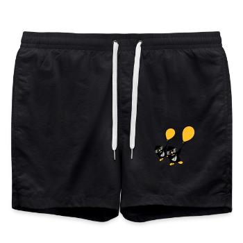 2 balloon penguins flying - Swim Trunks - black - Front - AI Model Male 185 light (185cm)