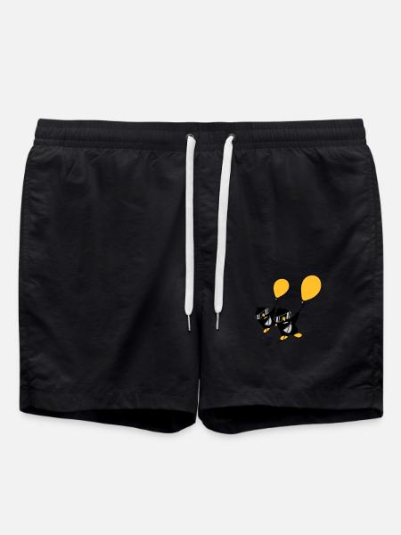 2 balloon penguins flying - Swim Trunks - black