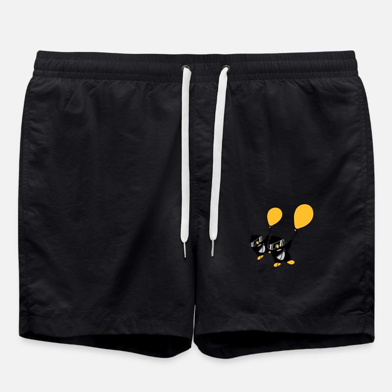 2 balloon penguins flying - Swim Trunks - black