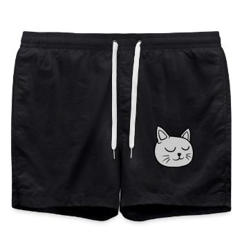 Les yeux fermés chat endormi - Short de bain - noir - Devant - AI Model Male 185 light (185cm)