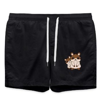 Hamster family small child - Swim Trunks - black - Front - AI Model Male 185 light (185cm)