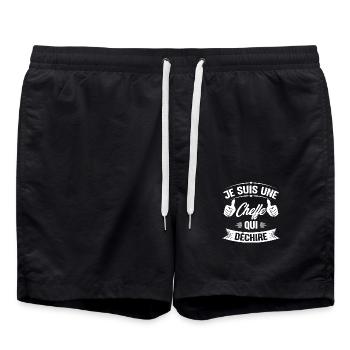 Je suis une cheffe qui déchire - Short de bain - noir - Devant - AI Model Male 185 light (185cm)