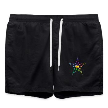 Stars colorful stars many stars - Swim Trunks - black - Front - AI Model Male 185 light (185cm)