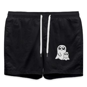 Papa Kind Geist Comic - Badeshorts - Schwarz - Vorne - AI Model Male 185 light (185cm)