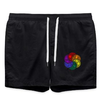 Gartenliebe Mandala – Un design coloré pour les amoureux de la nature - Short de bain - noir - Devant - AI Model Male 185 light (185cm)