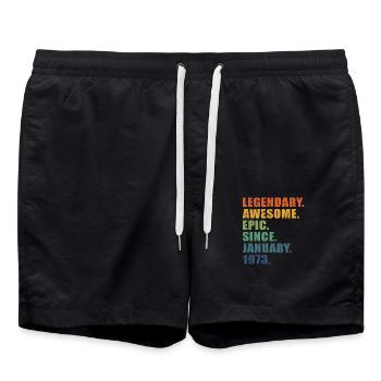 50e anniversaire, janvier 1973, 50e anniversaire - Short de bain - noir - Devant - AI Model Male 185 light (185cm)