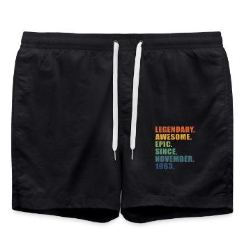60e anniversaire, novembre 1963, 60e anniversaire - Short de bain - noir - Devant - AI Model Male 185 light (185cm)