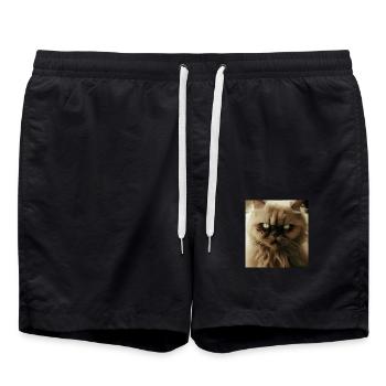 Perserkatze Negan als Vampir - Badeshorts - Schwarz - Vorne - AI Model Male 185 light (185cm)