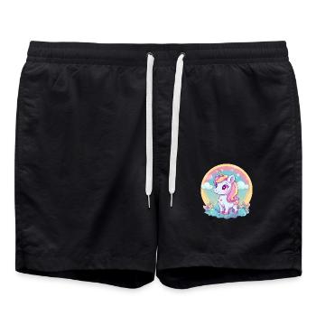 Unicorn Rainbow Sunset - Swim Trunks - black - Front - AI Model Male 185 light (185cm)