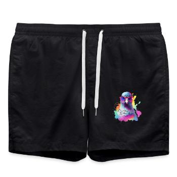 Ron die Taube - Badeshorts - Schwarz - Vorne - AI Model Male 185 light (185cm)