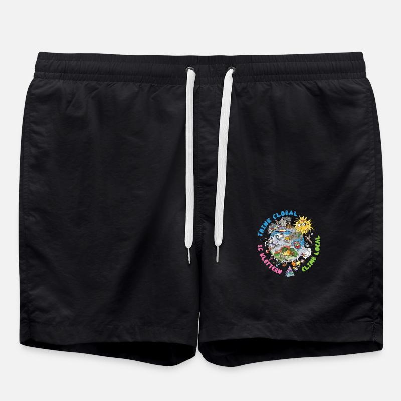 Think Global Climb Local Heller Hintergrund - Badeshorts - Schwarz