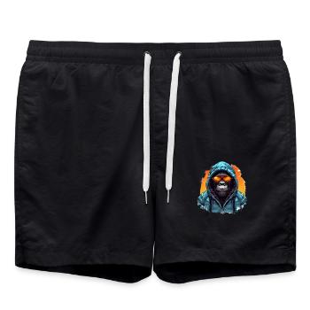 Streetstyle-Berggorilla | Gorilla-Liebhaber - Badeshorts - Schwarz - Vorne - AI Model Male 185 light (185cm)
