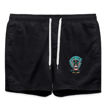 Masque Tiki qui a la bouche qui fume - Short de bain - noir - Devant - AI Model Male 185 light (185cm)