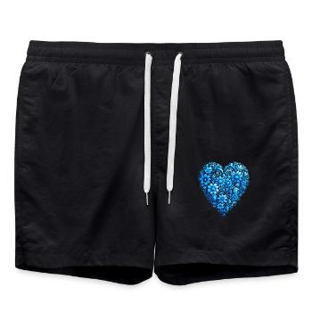 coeur bleu - Short de bain - noir - Devant - AI Model Male 185 light (185cm)