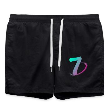 Number 7 multicolor - Swim Trunks - black - Front - AI Model Male 185 light (185cm)