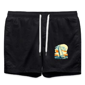 Segelboot Design - Badeshorts - Schwarz - Vorne - AI Model Male 185 light (185cm)