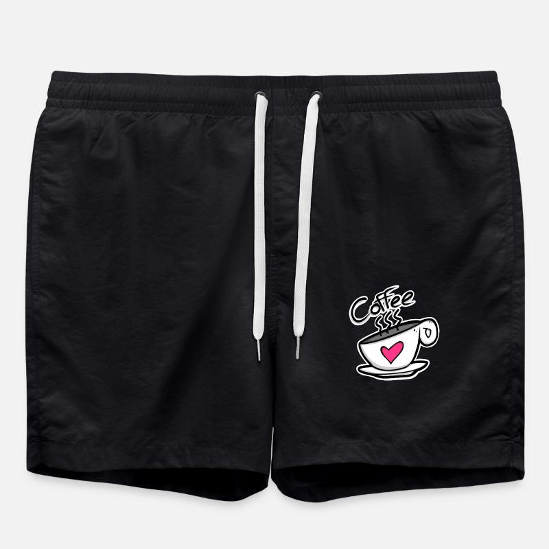 Kaffeeherz – Koffein mit Liebe serviert! - Badeshorts - Schwarz