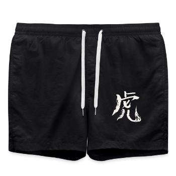 Tiger (Chinesisches Schriftzeichen) - Tierkreis - Badeshorts - Schwarz - Vorne - AI Model Male 185 light (185cm)