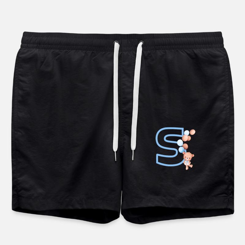 Lettre s bleue ours - Short de bain - noir