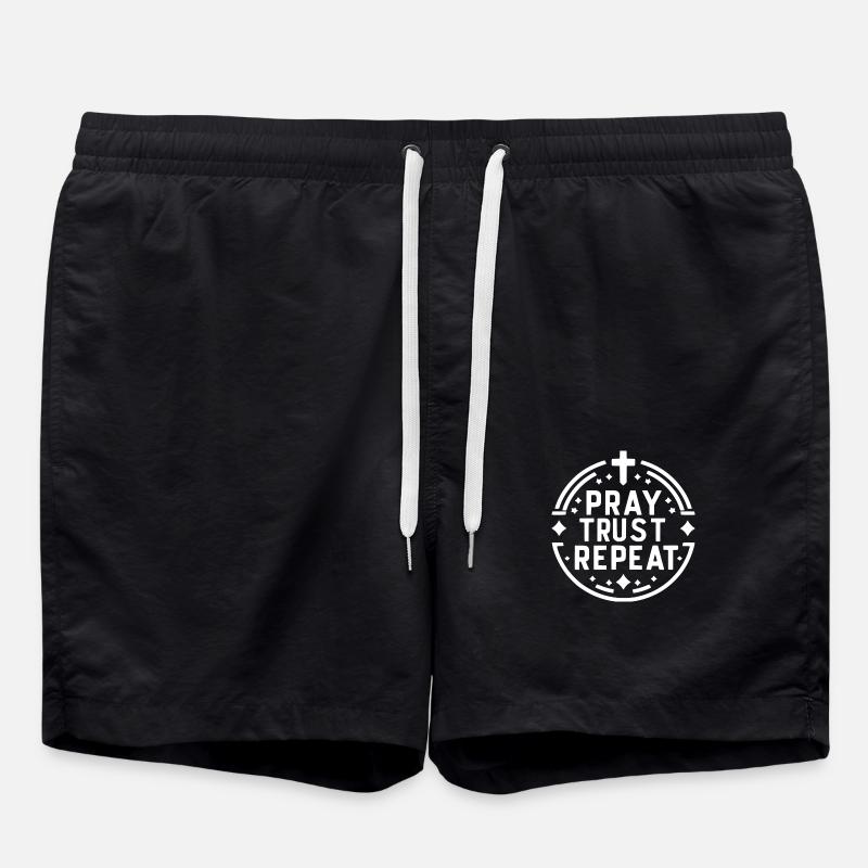 Pray Trust Repeat - Swim Trunks - black