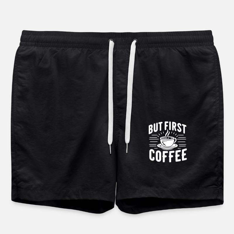 But First Coffee - Swim Trunks - black