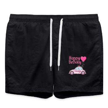 Happy Birthday Police Pink - Swim Trunks - black - Front - AI Model Male 185 light (185cm)