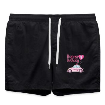 Happy Birthday 4 Police Pink - Swim Trunks - black - Front - AI Model Male 185 light (185cm)