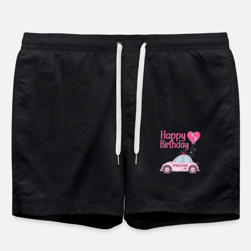Joyeux anniversaire 5 Police Rose - Short de bain - noir