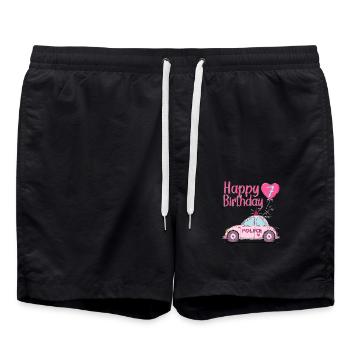 Happy Birthday 7 Police Pink - Swim Trunks - black - Front - AI Model Male 185 light (185cm)