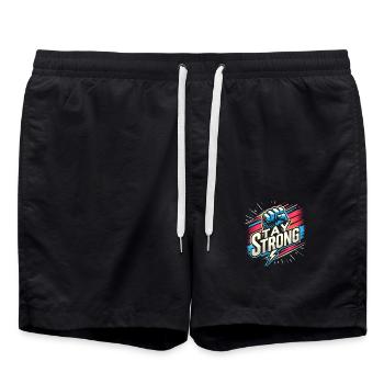 Stay Strong Motivation - Badeshorts - Schwarz - Vorne - AI Model Male 185 light (185cm)
