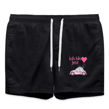 Polizeiauto Ich bin jetzt Geburtstag Rosa - Badeshorts - Schwarz - Vorne - AI Model Male 185 light (185cm)
