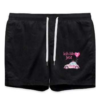 Polizeiauto Ich bin jetzt 2 Geburtstag Rosa - Badeshorts - Schwarz - Vorne - AI Model Male 185 light (185cm)