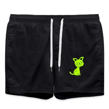 Jolie chatte Ayant l’air heureuse Joyeuse Souriante - Short de bain - noir - Devant - AI Model Male 185 light (185cm)