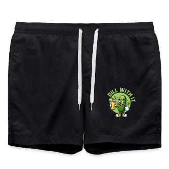 Dill With It Pickle Vegan Cucumber - Badeshorts - Schwarz - Vorne - AI Model Male 185 light (185cm)