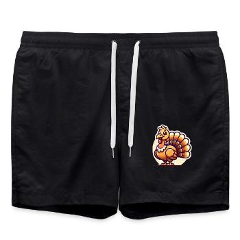 Twerking Truthahn Lustiges Erntedankfest - Badeshorts - Schwarz - Vorne - AI Model Male 185 light (185cm)