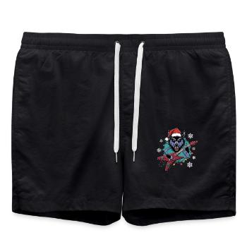Loup Rocker de Noël - Guitare et Festif - Short de bain - noir - Devant - AI Model Male 185 light (185cm)
