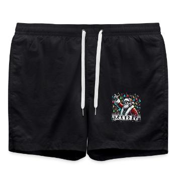 DJ Santa Claus Party Vibes - Design de Noël amusant - Short de bain - noir - Devant - AI Model Male 185 light (185cm)