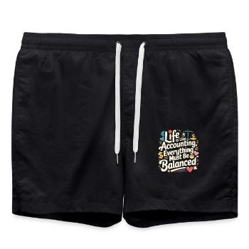 Life Is Like Accounting Everything Must Balanced6 - Badeshorts - Schwarz - Vorne - AI Model Male 185 light (185cm)