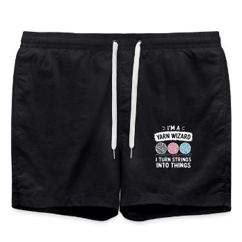 Enchanting creations made of yarn - Swim Trunks - black - Front - AI Model Male 185 light (185cm)