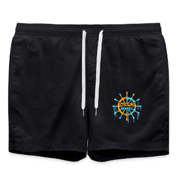 Crew Member Schiffssteuerrad Steuerrad Graffiti - Badeshorts - Schwarz - Vorne - AI Model Male 185 light (185cm)