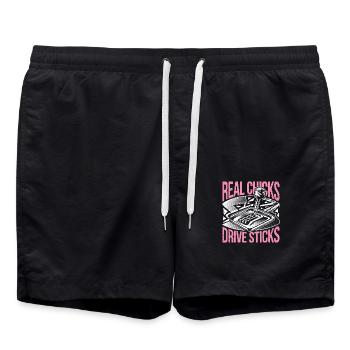 Powerfrauen lieben Gangschaltung - Badeshorts - Schwarz - Vorne - AI Model Male 185 light (185cm)