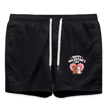 Valentin's Day Paw-ty - Short de bain - noir - Devant - AI Model Male 185 light (185cm)