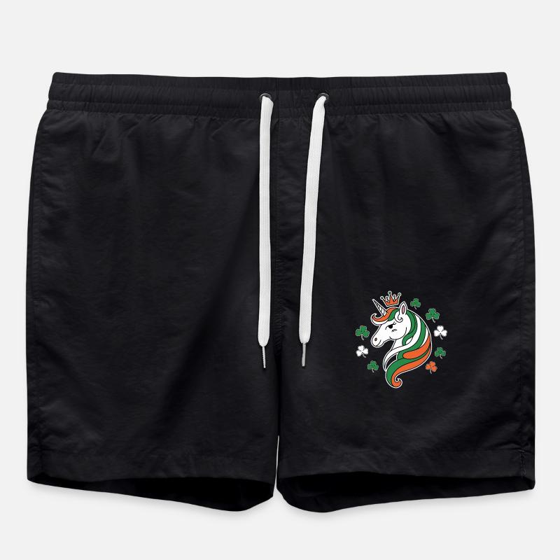 St. Patrick's Day Unicorn - Swim Trunks - black