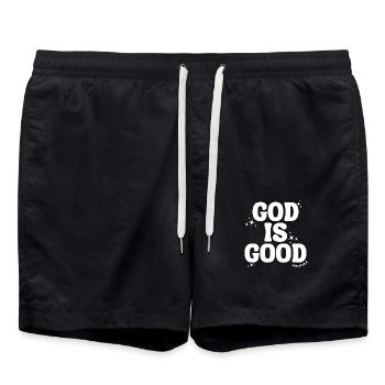 God is Good – Psalm 34:8 - Swim Trunks - black - Front - AI Model Male 185 light (185cm)