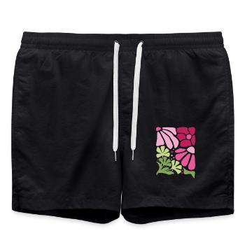 Boho Flowers Spring Summer Garden Nature - Swim Trunks - black - Front - AI Model Male 185 light (185cm)